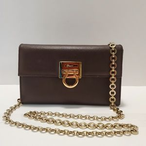 Authentic Salvatore Ferragamo Gancio Brown Leather